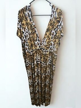 Rhapsody Leopard Print V-Neck Dress 2X NWT